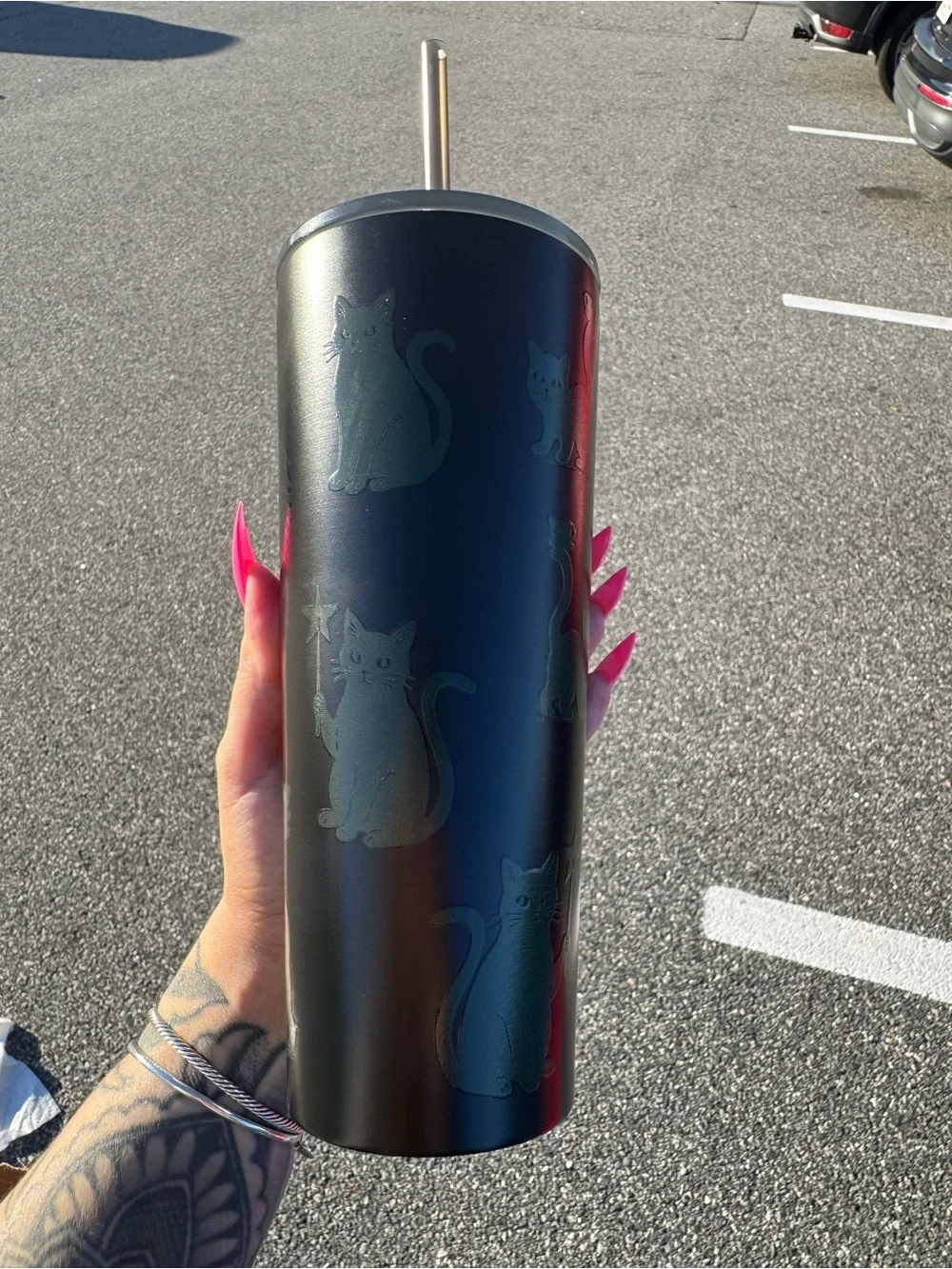 Starbucks black cat glow in the dark tumbler